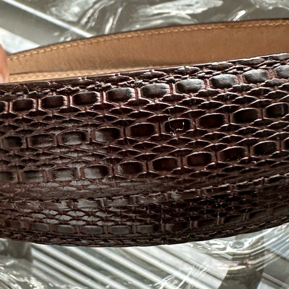 Brighton Brown Leather Belt, silver tone with gold accents, Size M/L 32 - Picture 5 of 8